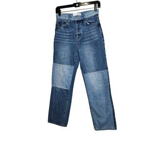 Kancan Women's‎ High-Rise Patchwork Jeans Straight Leg Blue Size 1/24